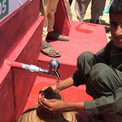 Clean water flowing from completed water pump